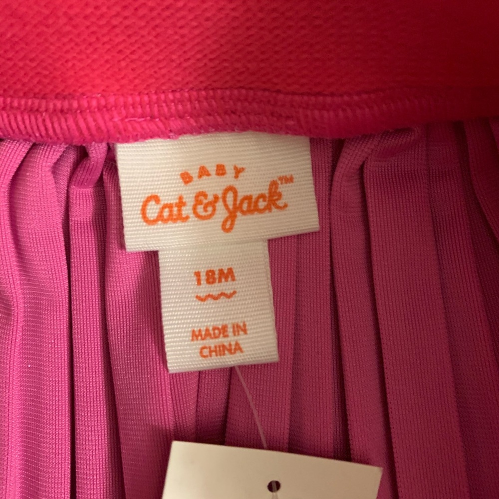 NWT Cat and Jack baby girls hot pink pleated velvet cheer skirt 18 months - Picture 5 of 6